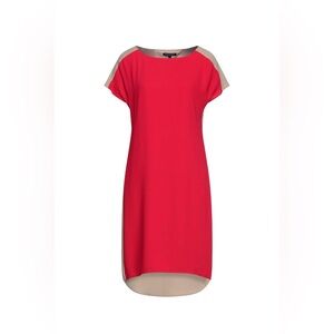 NWT ARMANI EXCHANGE RED TAUPE COLOR BLOCK DRESS SIZE 14